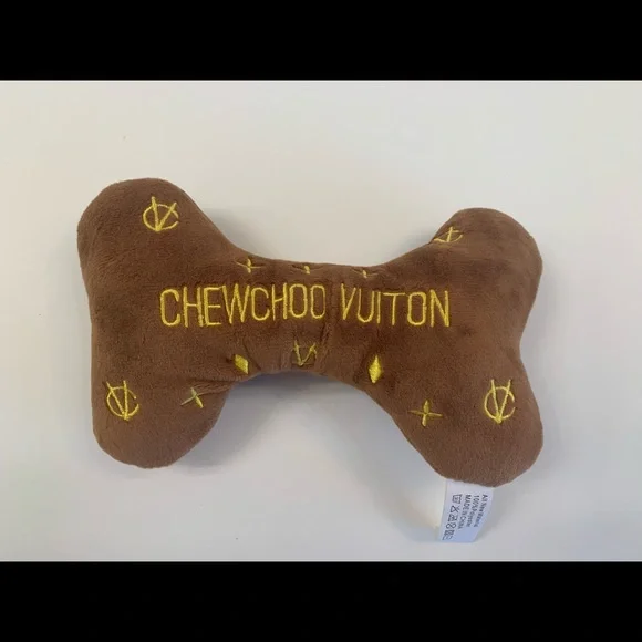 ChewChoo Vuiton Plush Pet Bone - Designer Dog - Squeak Toy - NWT - Picture 2 of 6